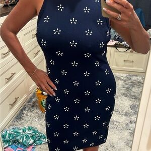 Michael by Michael Kors Navy Blue beaded floral Dress